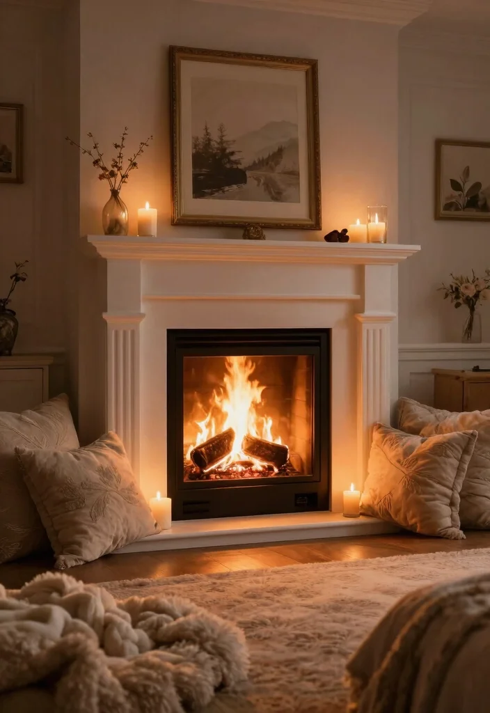 18 Bedroom Decoration for Wedding Night Ideas with a Romantic and Elegant Touch - 13. Cozy Fire Feature 1