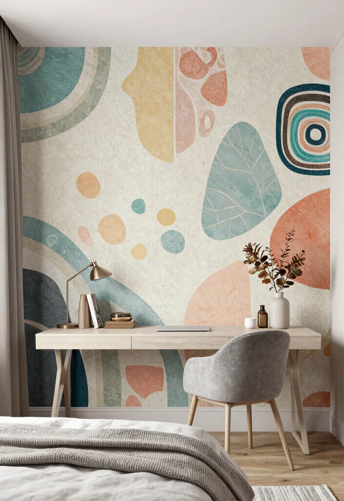 18 Bedroom Ideas With Study Table: Smart Functional Layouts - 11. Artistic Wall Designs 1