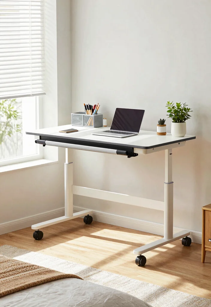 18 Bedroom Ideas With Study Table: Smart Functional Layouts - 7. Desk on Wheels 1