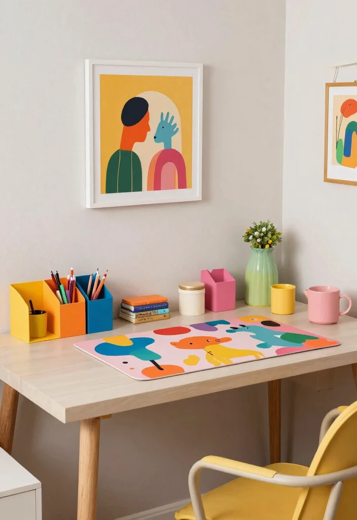 18 Bedroom Ideas With Study Table: Smart Functional Layouts - 9. Colorful Desk Accents 1