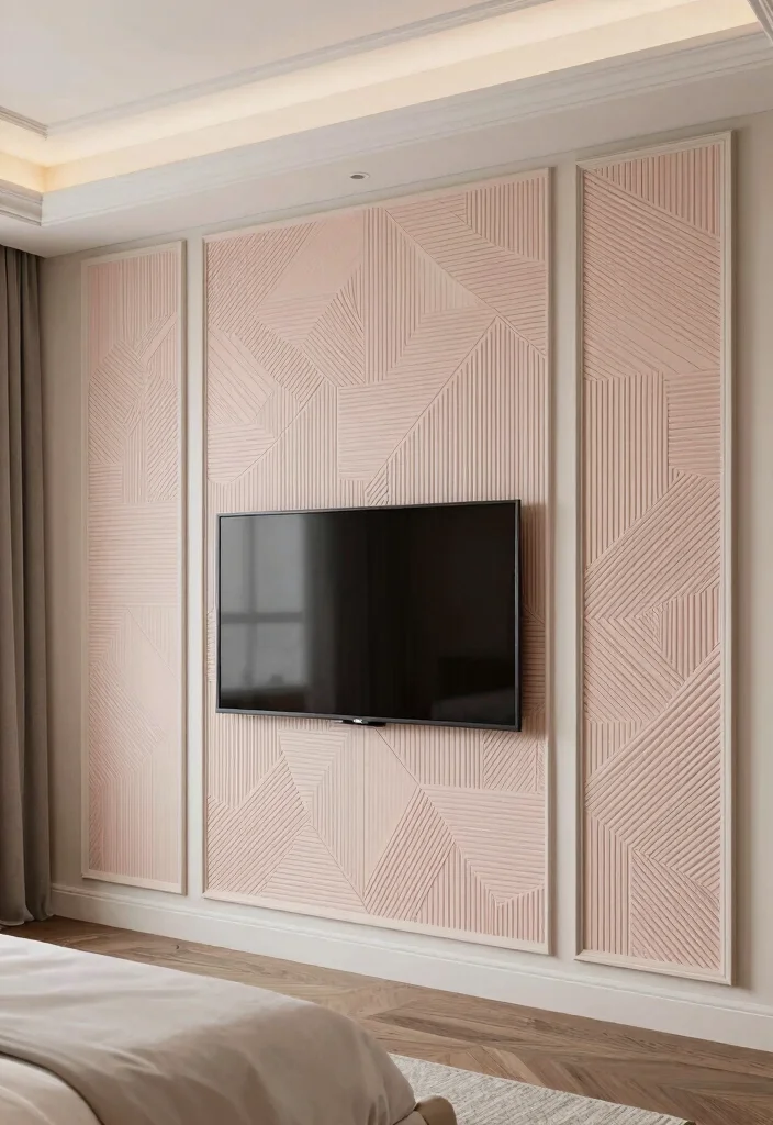 18 Bedroom Media Wall Ideas for Modern Functional Design - 16. Intricate Wall Panels 1