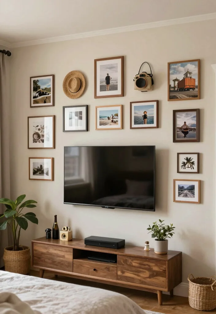 18 Bedroom Media Wall Ideas for Modern Functional Design - 18. Personal Touches 1