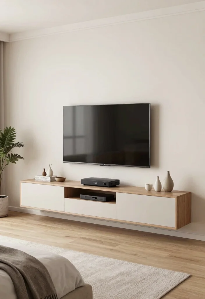 18 Bedroom Media Wall Ideas for Modern Functional Design - 7. Wall-Mounted Media Units 1