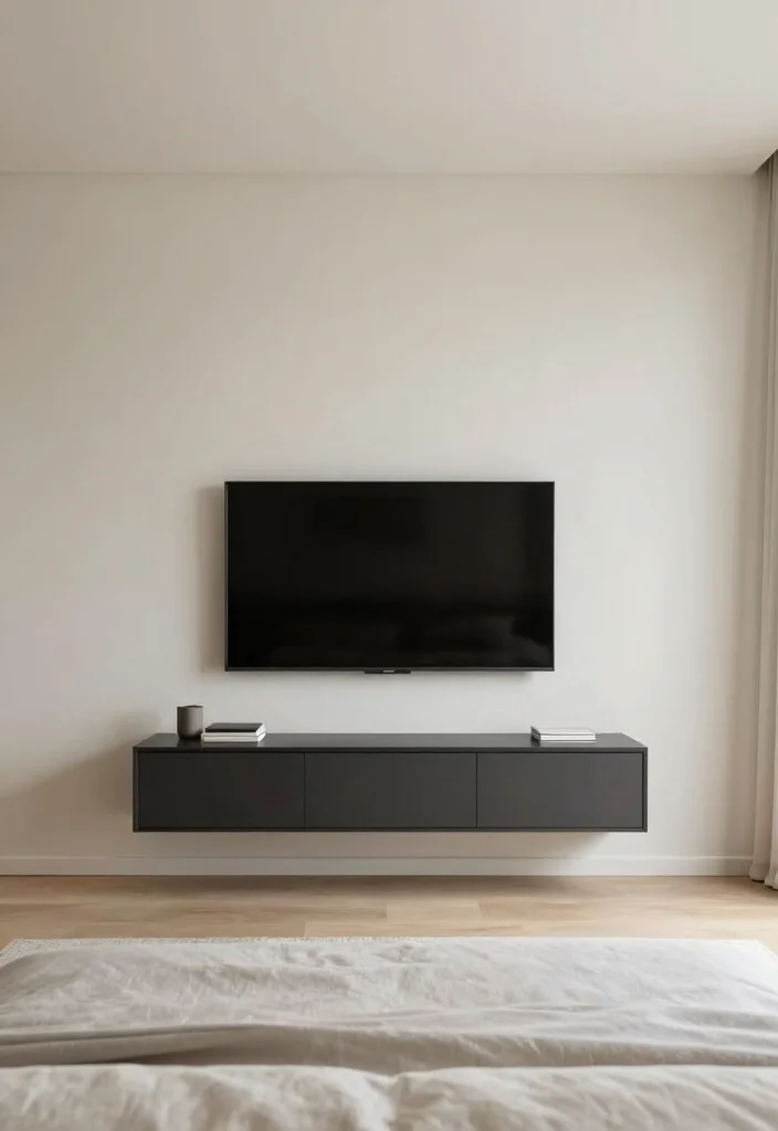 18 Bedroom Media Wall Ideas for Modern Functional Design - 8. Minimalist Design Approach 1
