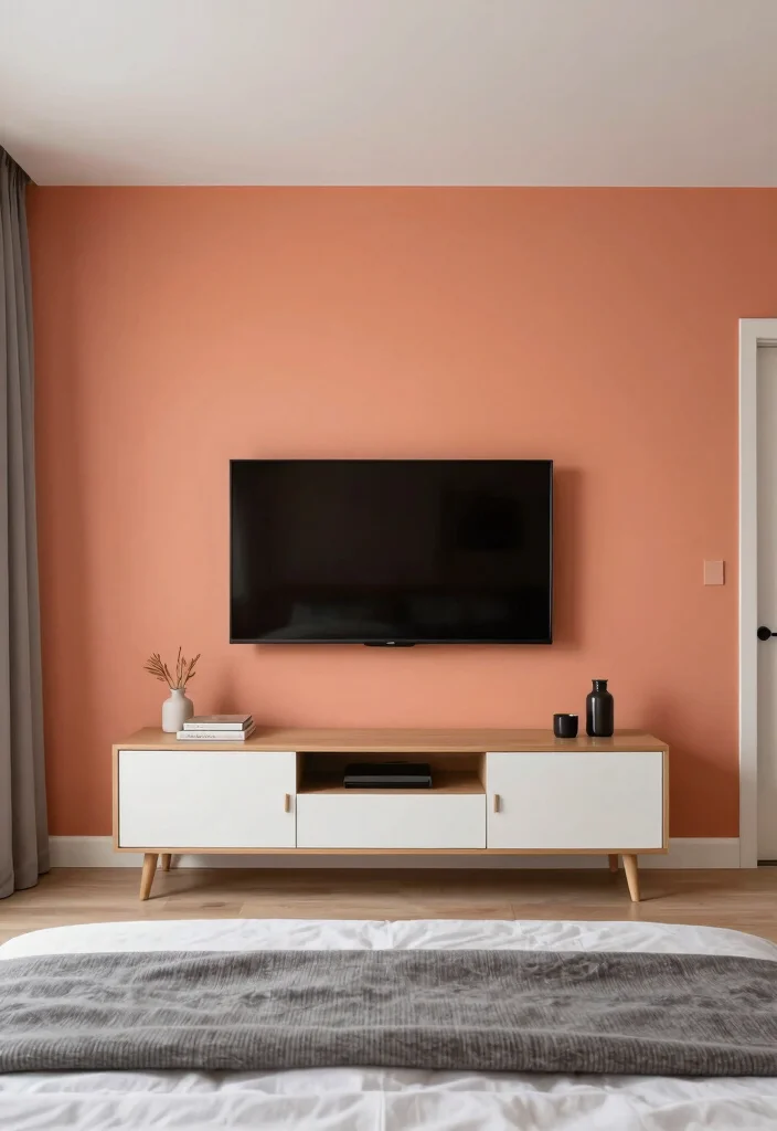 18 Bedroom Media Wall Ideas for Modern Functional Design - 9. Colorful Statement Walls 1