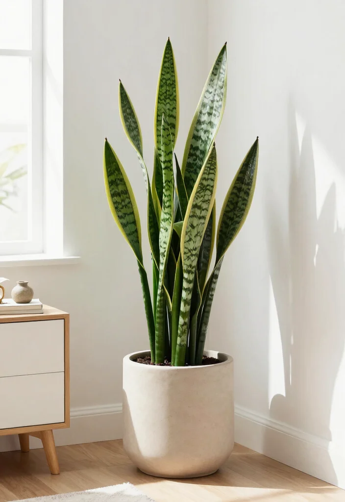 18 Bedroom Plants Decor Ideas for a Fresh, Calm Atmosphere - 1. Snake Plant Elegance 1