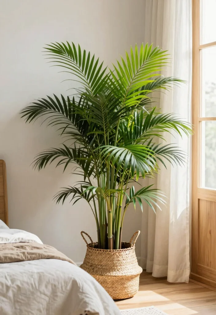 18 Bedroom Plants Decor Ideas for a Fresh, Calm Atmosphere - 10. Bamboo Palm for Tropical Vibes 1