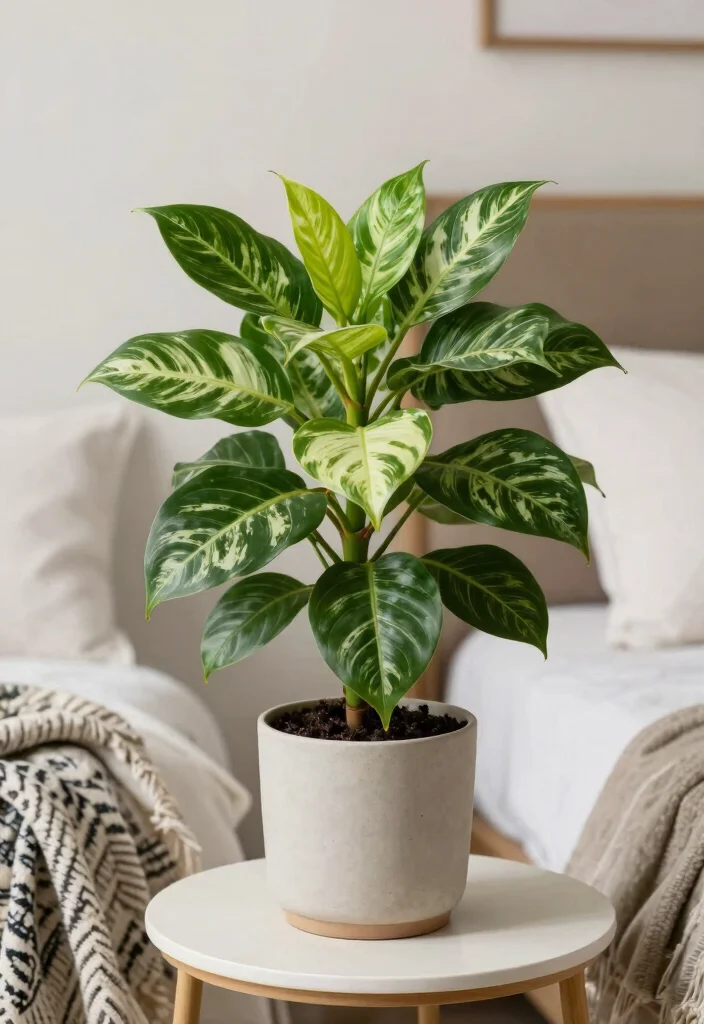 18 Bedroom Plants Decor Ideas for a Fresh, Calm Atmosphere - 11. Chinese Evergreen for Color Variety 1