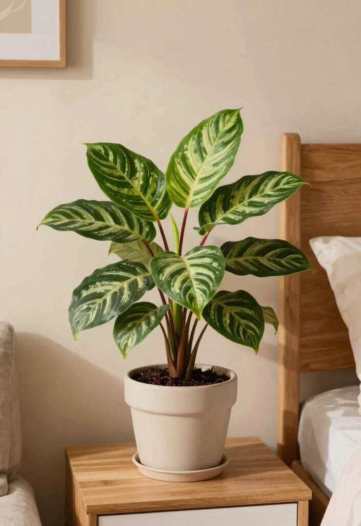 18 Bedroom Plants Decor Ideas for a Fresh, Calm Atmosphere - 16. Calathea for Colorful Foliage 1