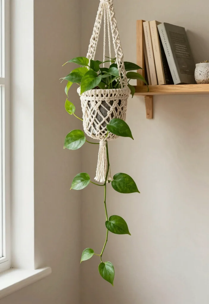 18 Bedroom Plants Decor Ideas for a Fresh, Calm Atmosphere - 3. Pothos Vines for Vertical Greenery 1