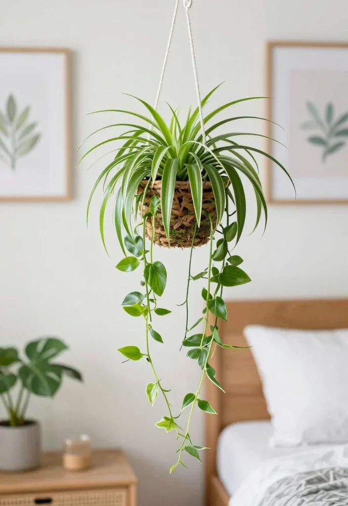 18 Bedroom Plants Decor Ideas for a Fresh, Calm Atmosphere - 7. Spider Plant for Air Quality 1