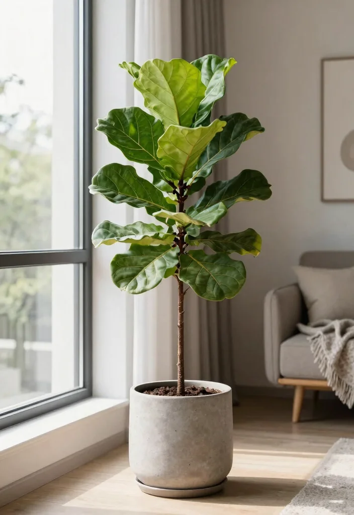 18 Bedroom Plants Decor Ideas for a Fresh, Calm Atmosphere - 9. Fiddle Leaf Fig for a Dramatic Impact 1