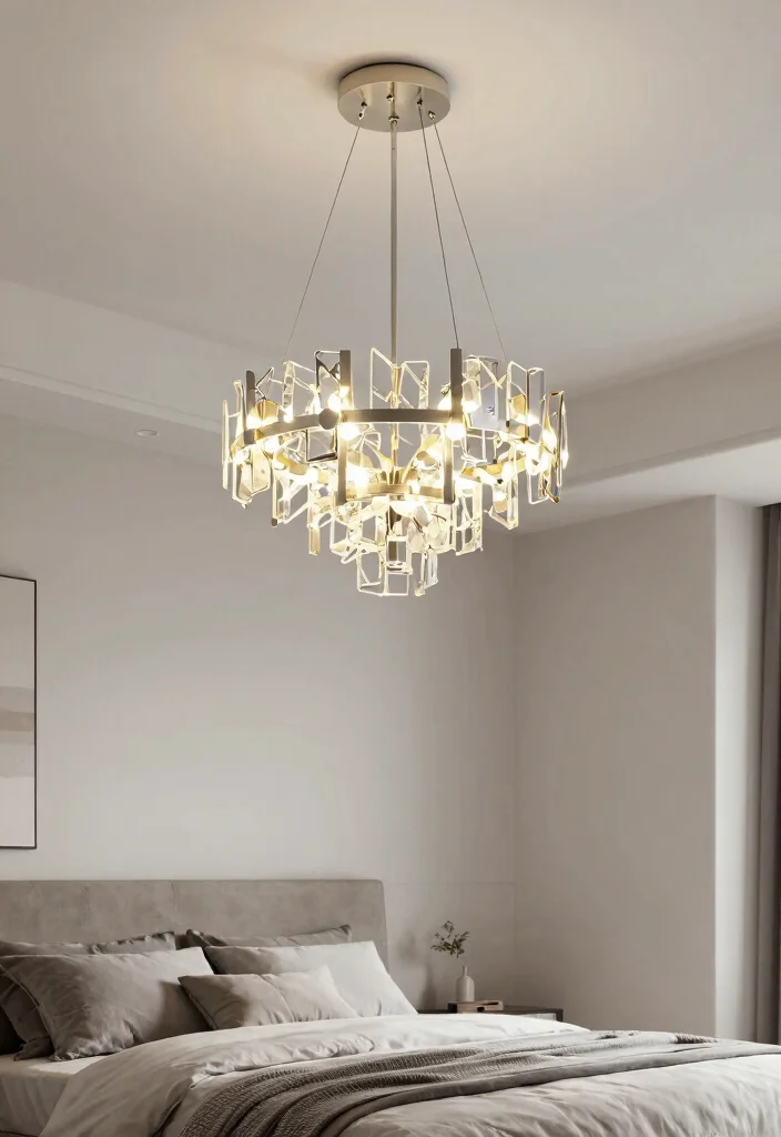 18 Ceiling Design Modern Bedroom Ideas: Sleek Architectural Style - 10. Statement Chandeliers as Ceiling Focal Points 1