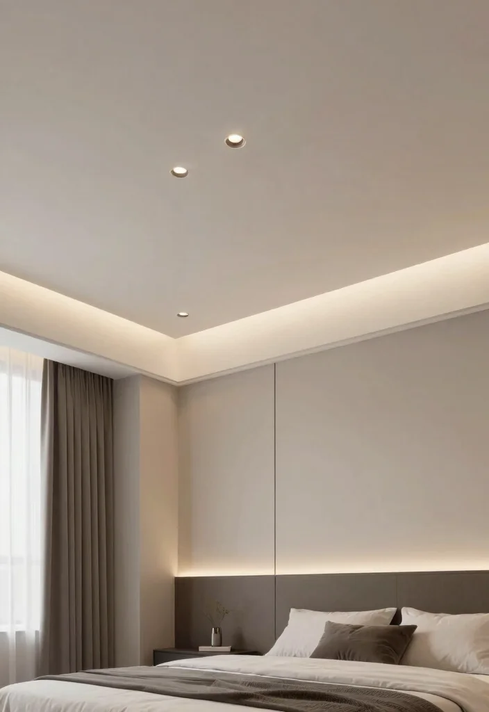 18 Ceiling Design Modern Bedroom Ideas: Sleek Architectural Style - 14. Lighting Fixtures Integrated into Ceiling Design 1