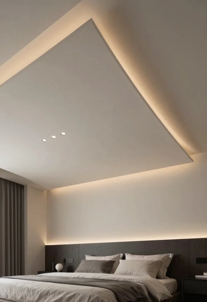 18 Ceiling Design Modern Bedroom Ideas: Sleek Architectural Style - 15. Floating Ceilings for a Modern Twist 1