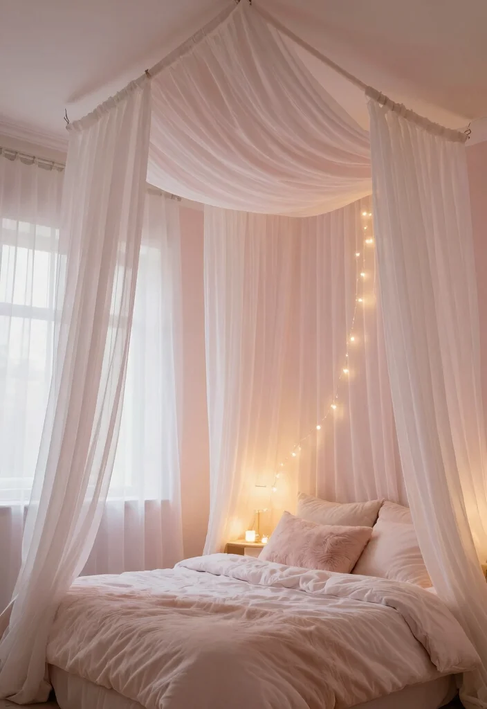 18 Ceiling Design Modern Bedroom Ideas: Sleek Architectural Style - 8. Soft Fabric Draping for a Cozy Feel 1