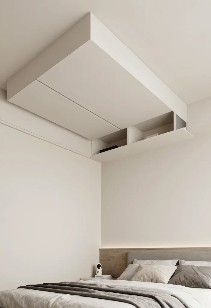 18 Ceiling Design Modern Bedroom Ideas: Sleek Architectural Style - 9. Integrated Storage Solutions in Ceilings 1