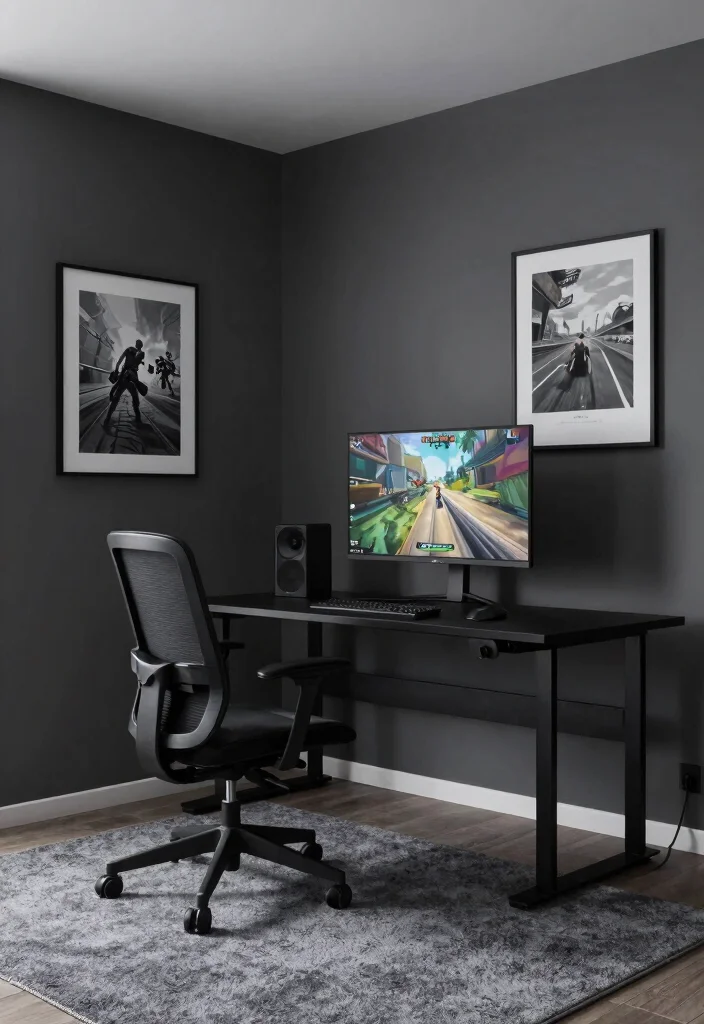 18 Gaming Bedroom Ideas for Men: Immersive Cool Setups - 1. Monochromatic Magic 1