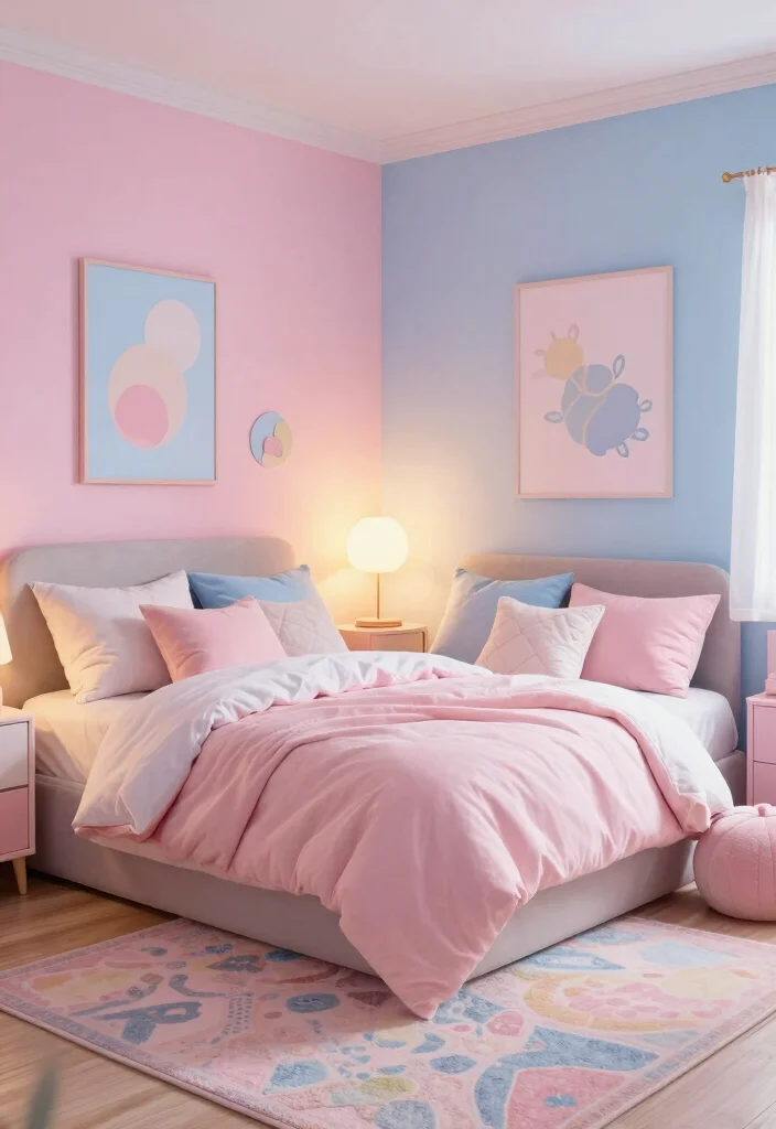 18 Gaming Bedroom Ideas for Men: Immersive Cool Setups - 15. Soft Pastels and Comfort 1
