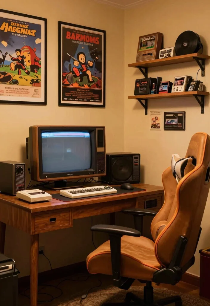 18 Gaming Bedroom Ideas for Men: Immersive Cool Setups - 4. Vintage Gaming Aesthetic 1