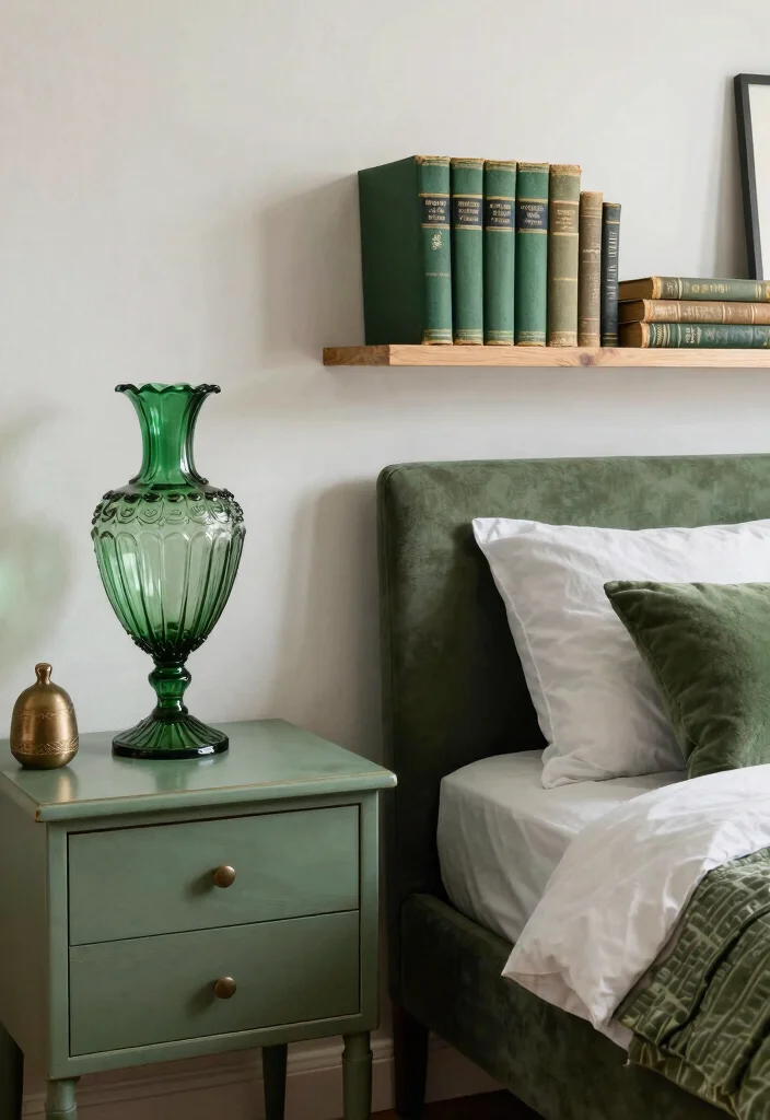 18 Green Bedroom Decor Ideas Fresh Natural Calm - 10. Vintage Green Accents 1