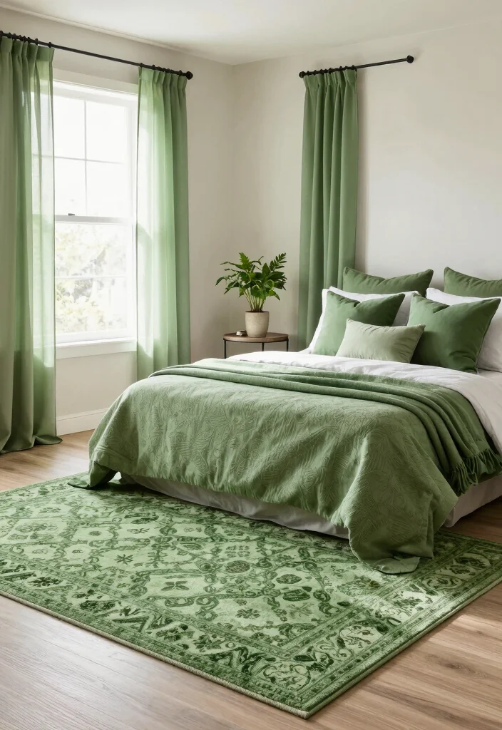 18 Green Bedroom Decor Ideas Fresh Natural Calm - 5. Green Accents with Textiles 1