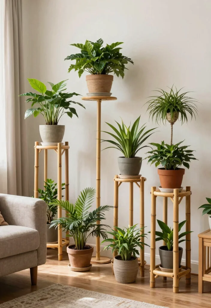 12 Bamboo Planter Ideas That Last Without Splitting or Rotting - 10. Bamboo Plant Stands 1