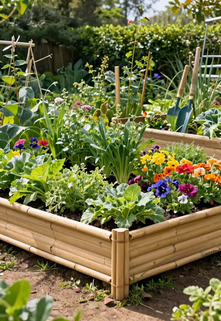12 Bamboo Planter Ideas That Last Without Splitting or Rotting - 7. Bamboo Raised Garden Beds 1