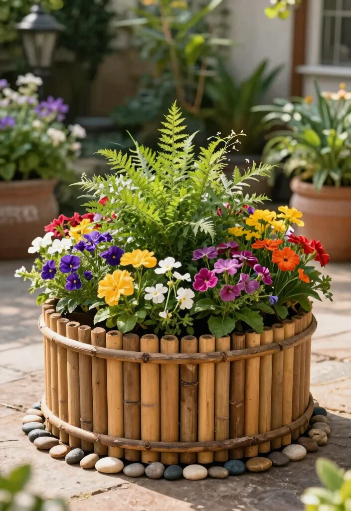 12 Bamboo Planter Ideas That Last Without Splitting or Rotting - 8. Circular Bamboo Planters 1