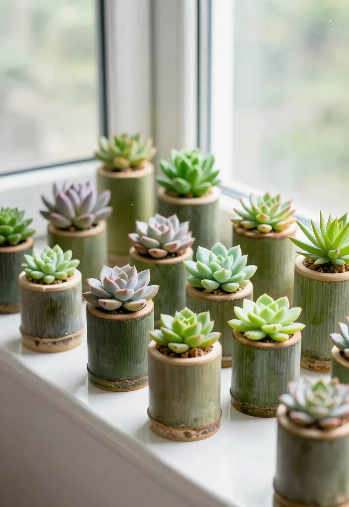 12 Bamboo Planter Ideas That Last Without Splitting or Rotting - 9. Mini Bamboo Planters for Succulents 1