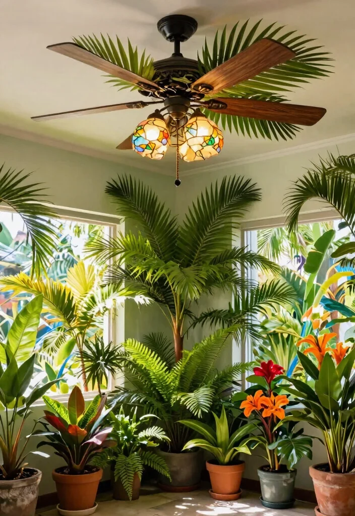 12 Ceiling Fan With Light Ideas That Move Air in Large Rooms - 3. Tropical Escape 1
