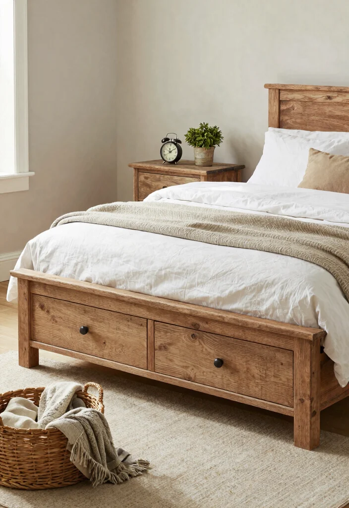12 Farmhouse Master Bed Ideas That Add Storage Without Clutter - 1. Bed Frames with Drawers 1