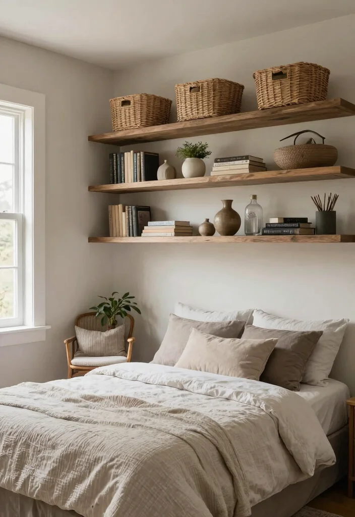 12 Farmhouse Master Bed Ideas That Add Storage Without Clutter - 5. Overhead Storage Solutions 1