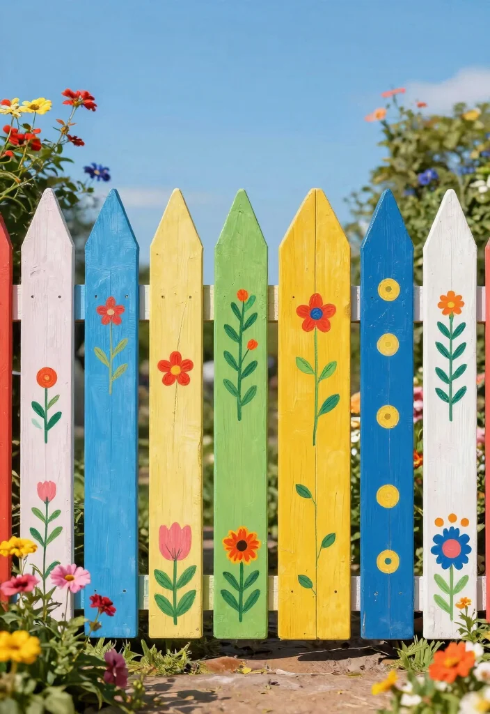 12 Front Yard Picket Fence Ideas That Boost Curb Appeal Fast - 12. Customizable Colorful Pallet Fence 1