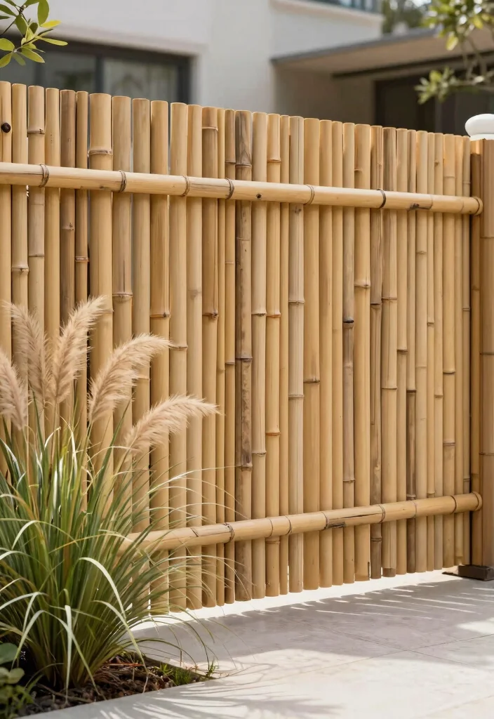 12 Front Yard Picket Fence Ideas That Boost Curb Appeal Fast - 3. Eco-Friendly Bamboo Fencing 1