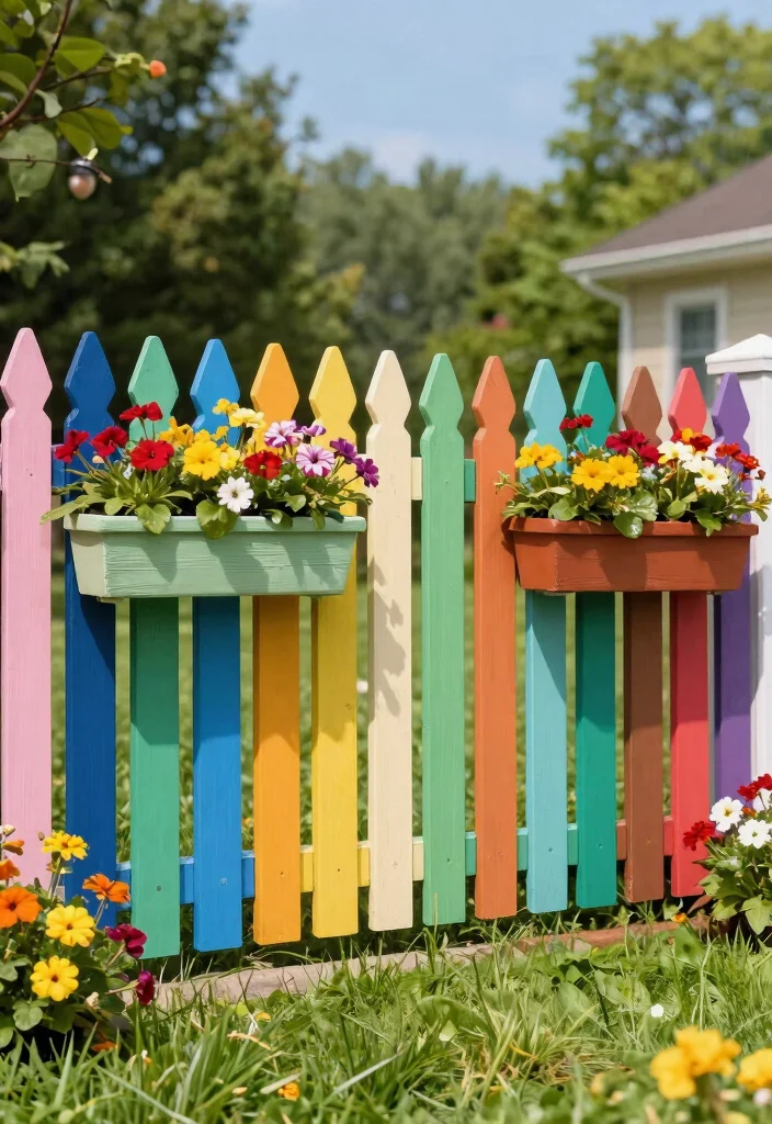 12 Front Yard Picket Fence Ideas That Boost Curb Appeal Fast - 4. Painted Picket Fence with Floral Accents 1