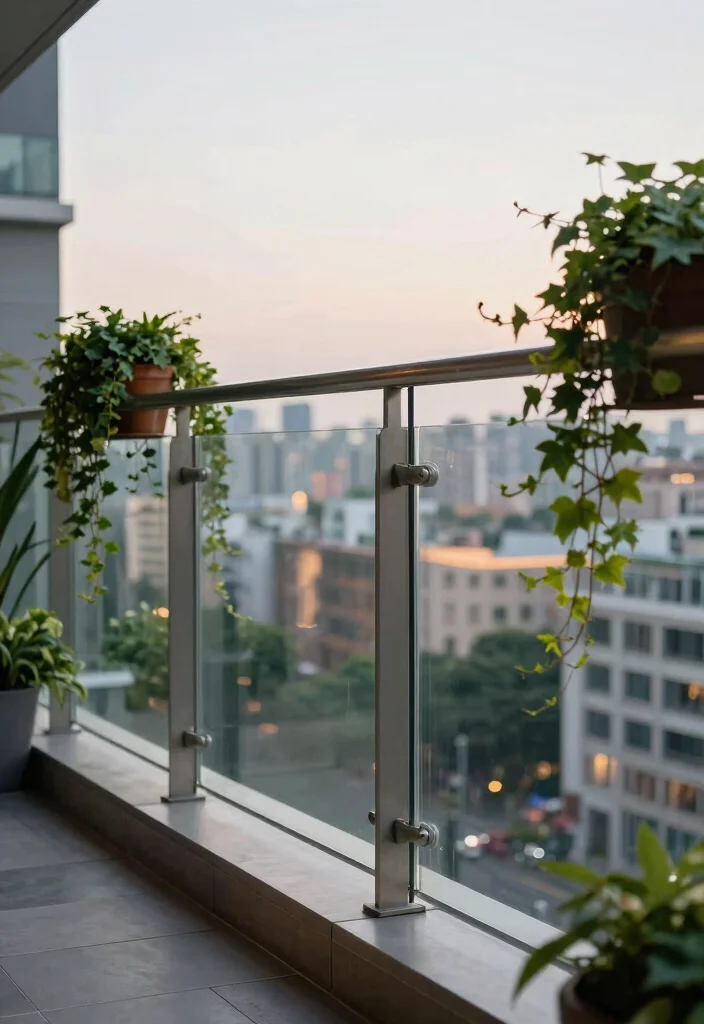 12 Modern Balcony Railing Design Ideas for Small Spaces - 1. Glass Panels for an Open Feel 1