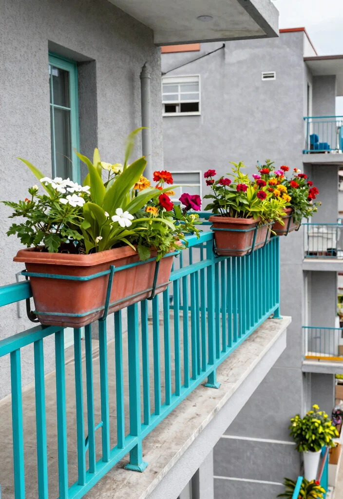 12 Modern Balcony Railing Design Ideas for Small Spaces - 10. Painted Railings for a Pop of Color 1