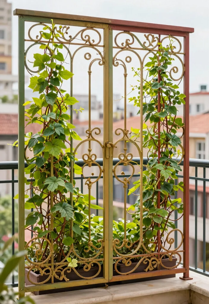 12 Modern Balcony Railing Design Ideas for Small Spaces - 8. Decorative Metal Screens 1