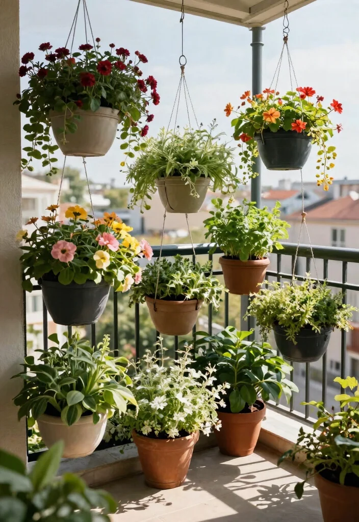 12 Modern Balcony Railing Design Ideas for Small Spaces - 9. Hanging Gardens on Railings 1