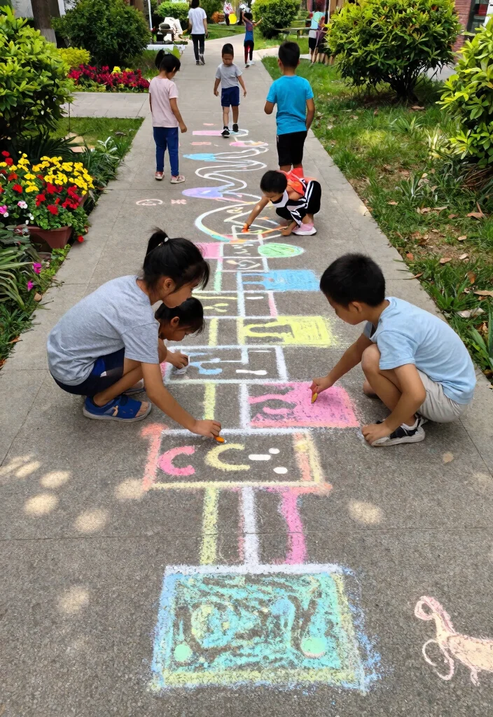 12 Outdoor Games for Kids That Don't Need a Huge Backyard - 1. Chalk Art Games 1