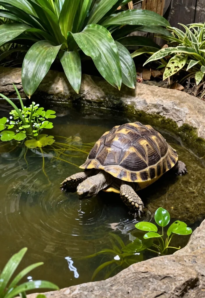 12 Outdoor Tortoise Enclosure Ideas That Prevent Escape and Predators - 10. Integrated Water Features 1