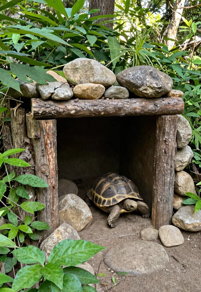 12 Outdoor Tortoise Enclosure Ideas That Prevent Escape and Predators - 11. Constructed Hideaways with Natural Materials 1