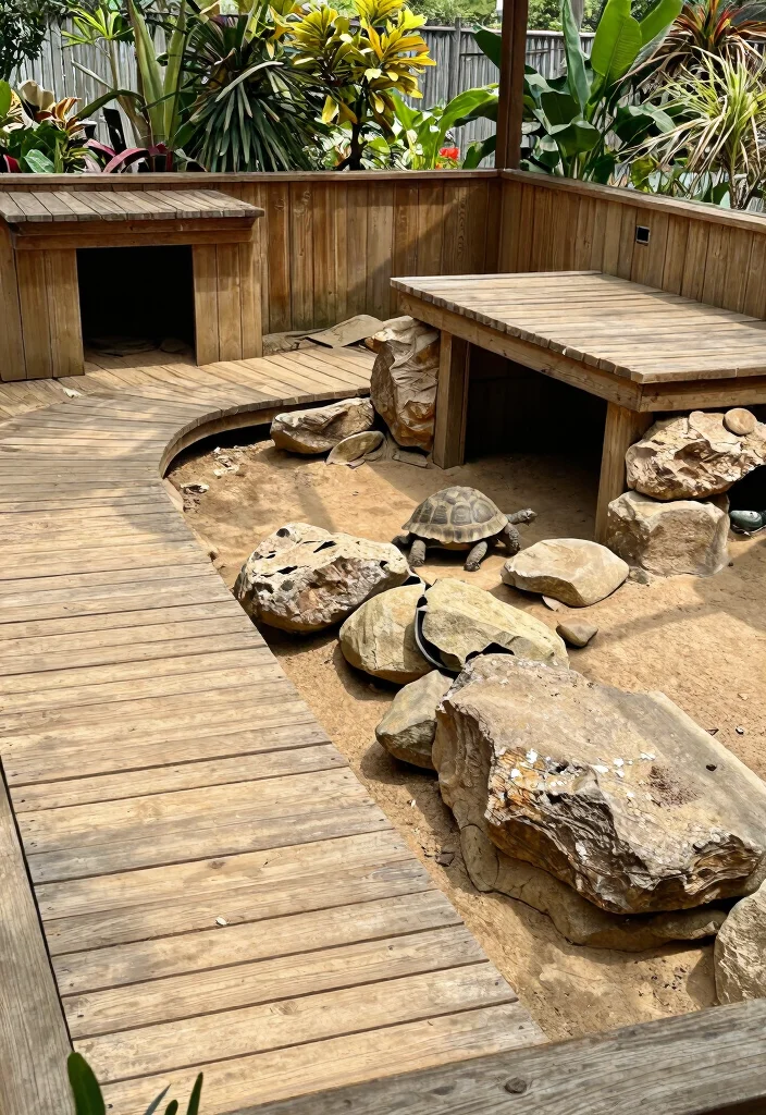12 Outdoor Tortoise Enclosure Ideas That Prevent Escape and Predators - 4. Repurposed Wood and Rock Structures 1