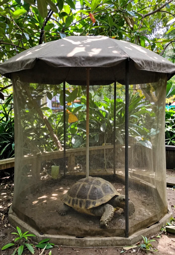 12 Outdoor Tortoise Enclosure Ideas That Prevent Escape and Predators - 6. Secure Shade Structures 1