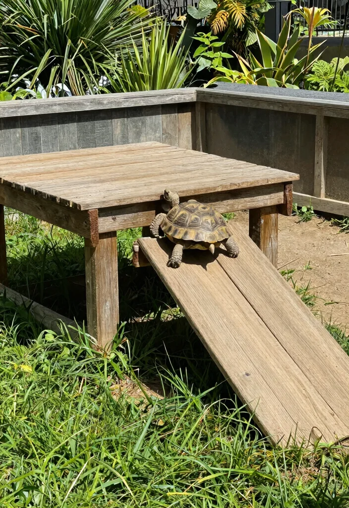 12 Outdoor Tortoise Enclosure Ideas That Prevent Escape and Predators - 8. Elevated Tortoise Platforms 1