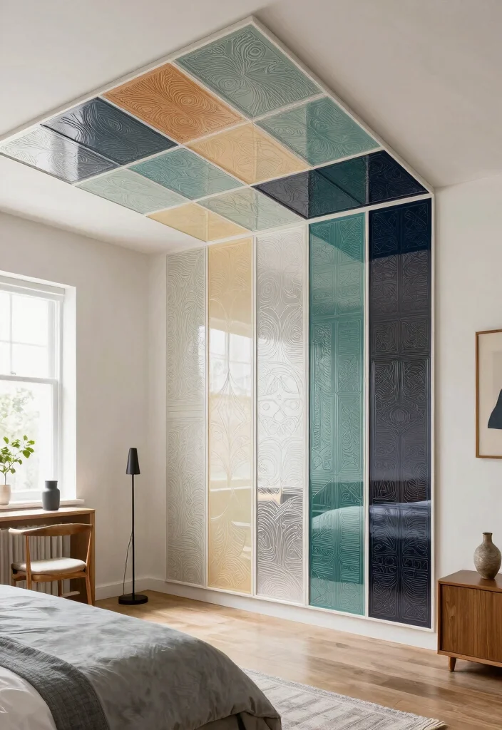 12 PVC Ceiling Panels Bedroom Ideas That Hide Water Stains - 12. Customized Panel Designs for Unique Spaces 1