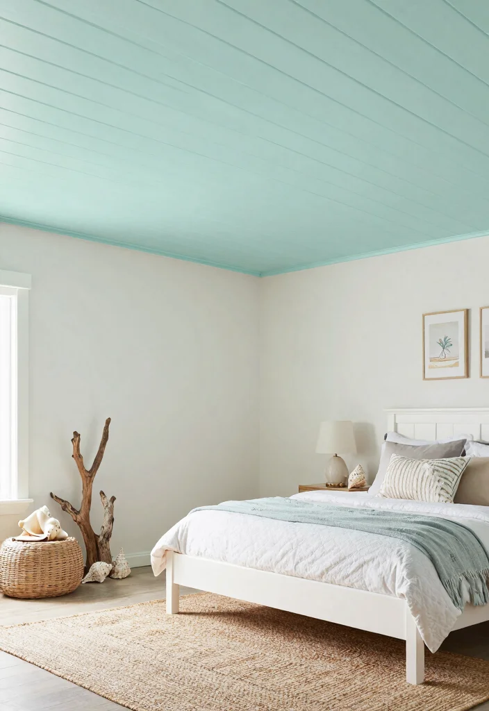 12 PVC Ceiling Panels Bedroom Ideas That Hide Water Stains - 6. Beadboard Panels for a Coastal Vibe 1