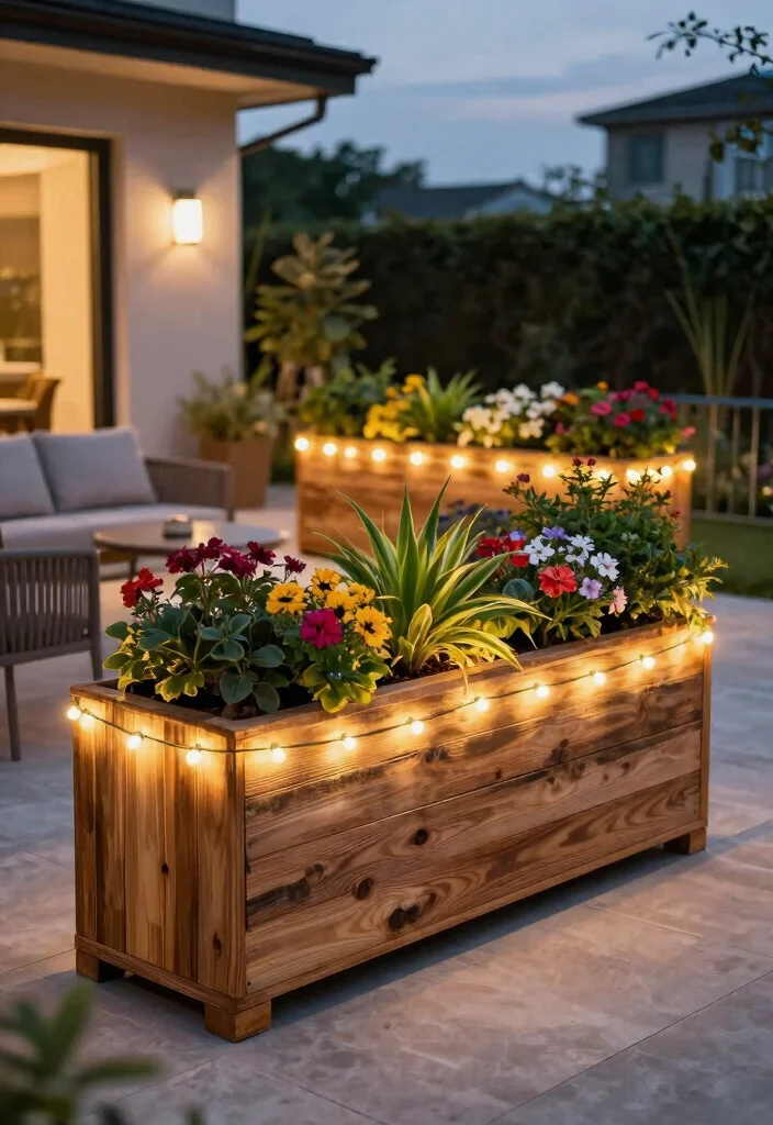12 Patio Lights String Ideas Planter Combos That Hide Extension Cords - 2. Planter Boxes with Integrated Lights 1