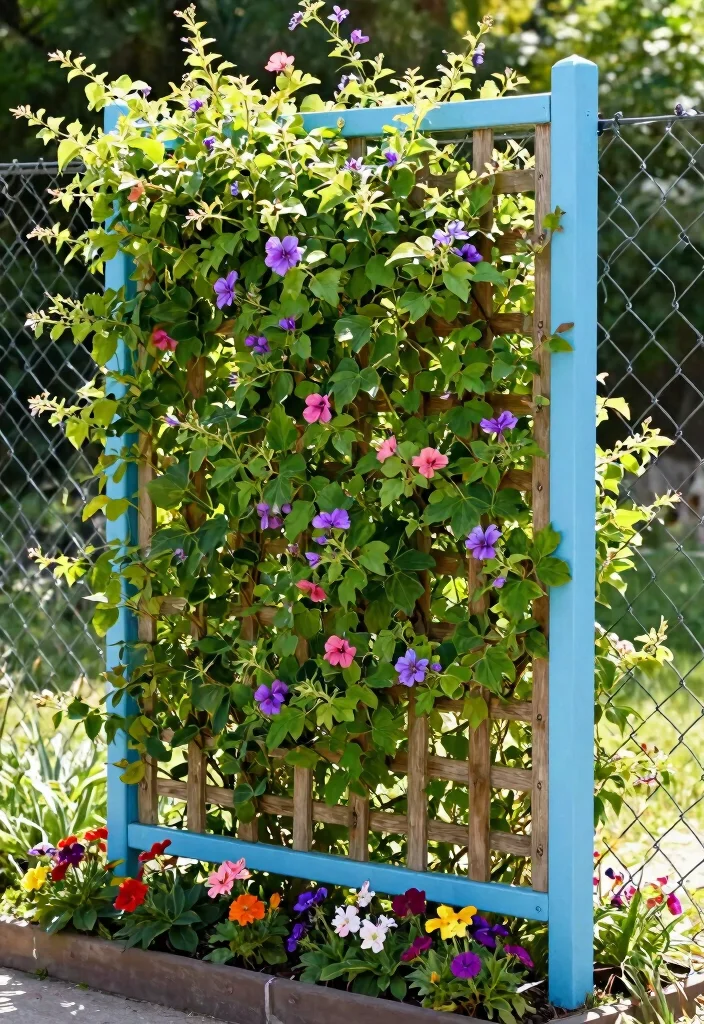 14 Chain Link Fence Ideas That Actually Look Good on a Budget - 1. Garden Trellis Magic 1